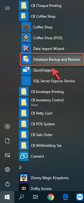 เปิดโปรแกรม โดยคลิกที่ Database Backup and Restore